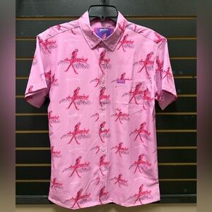 NWOT Retro Rifle Pink Macaws Button Down Shirt M
